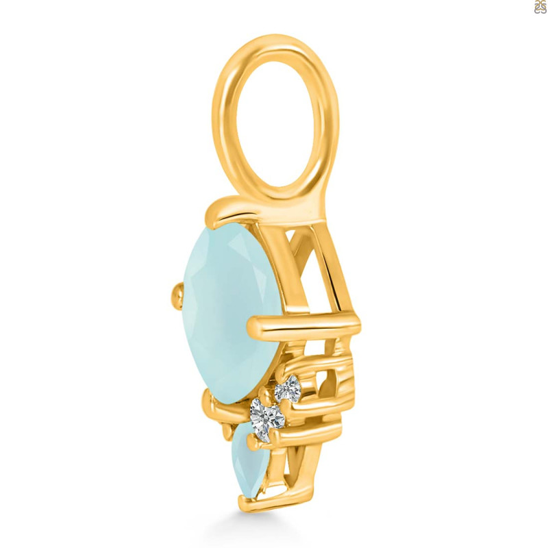 Blue Chalcedony & White Topaz Pendant BLX-RDP-729.