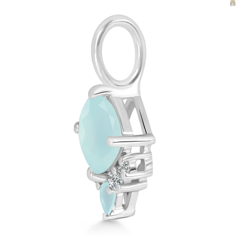 Blue Chalcedony & White Topaz Pendant
