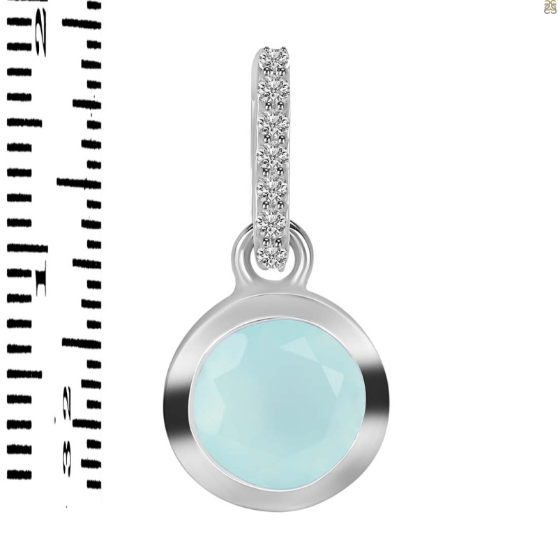 Blue Chalcedony & White Topaz Pendant BLX-RDP-742-CZ-LOOP.