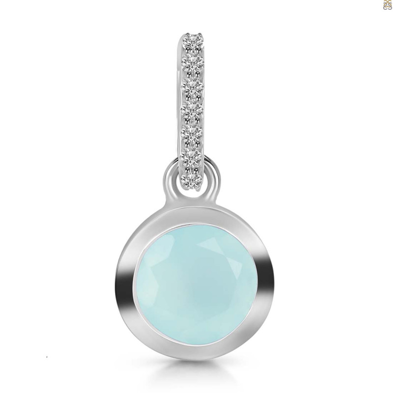Blue Chalcedony & White Topaz Pendant BLX-RDP-742-CZ-LOOP.