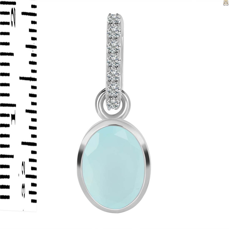 Blue Chalcedony & White Topaz Pendant BLX-RDP-792-CZ-LOOP.