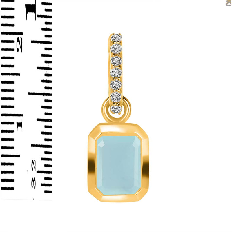 Blue Chalcedony & White Topaz Pendant BLX-RDP-954-CZ-LOOP.