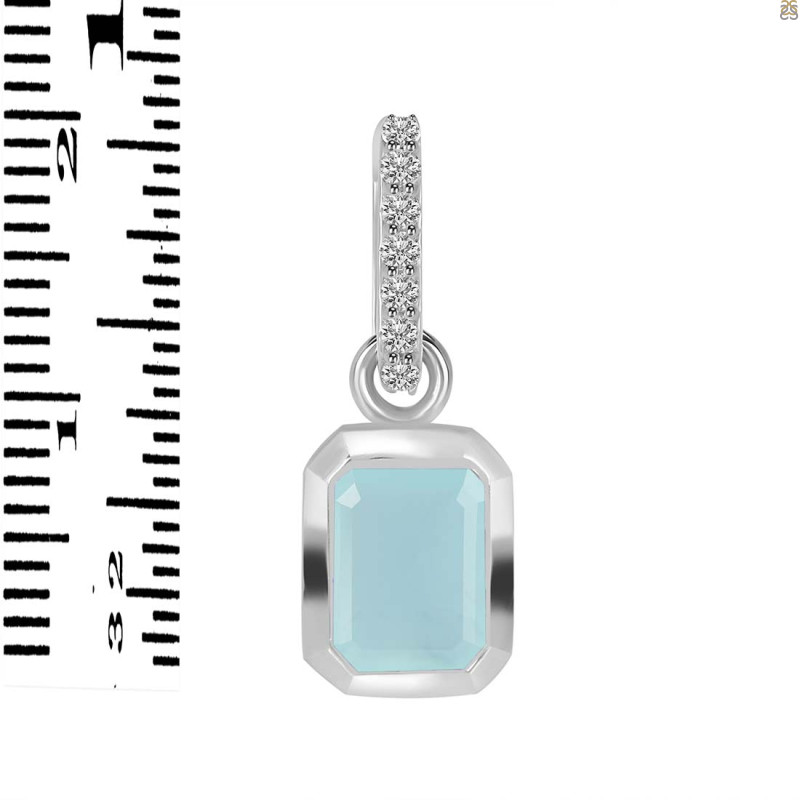 Blue Chalcedony & White Topaz Pendant BLX-RDP-954-CZ-LOOP.