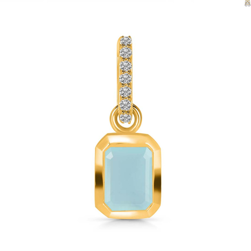 Blue Chalcedony & White Topaz Pendant BLX-RDP-954-CZ-LOOP.