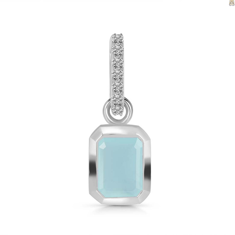 Blue Chalcedony & White Topaz Pendant BLX-RDP-954-CZ-LOOP.