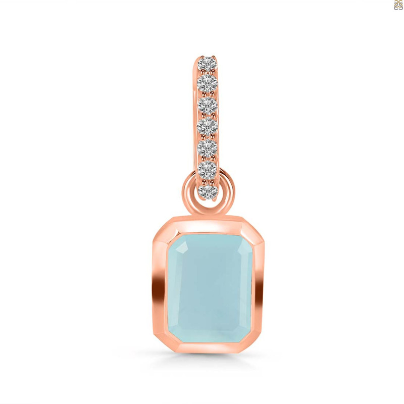 Blue Chalcedony & White Topaz Pendant BLX-RDP-955-CZ-LOOP.