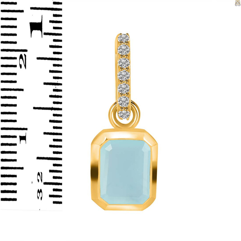 Blue Chalcedony & White Topaz Pendant BLX-RDP-955-CZ-LOOP.