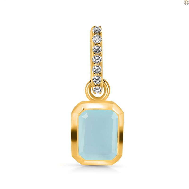 Blue Chalcedony & White Topaz Pendant BLX-RDP-955-CZ-LOOP.