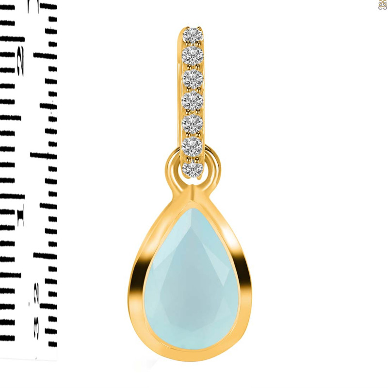 Blue Chalcedony & White Topaz Pendant BLX-RDP-956-CZ-LOOP.