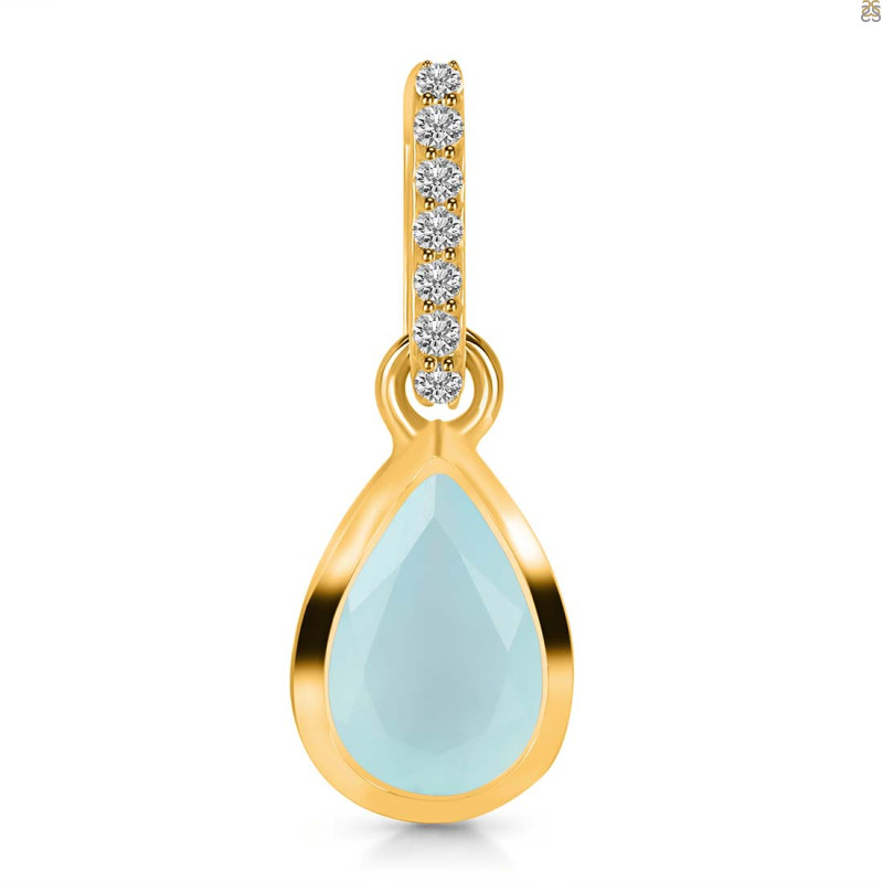 Blue Chalcedony & White Topaz Pendant BLX-RDP-956-CZ-LOOP.