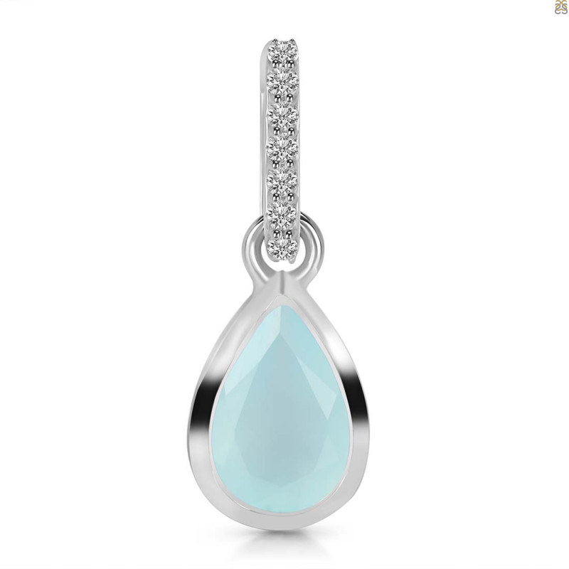 Blue Chalcedony & White Topaz Pendant BLX-RDP-956-CZ-LOOP.