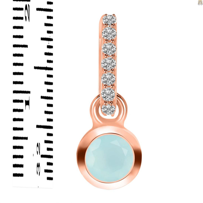 Blue Chalcedony & White Topaz Pendant BLX-RDP-957-CZ-LOOP.