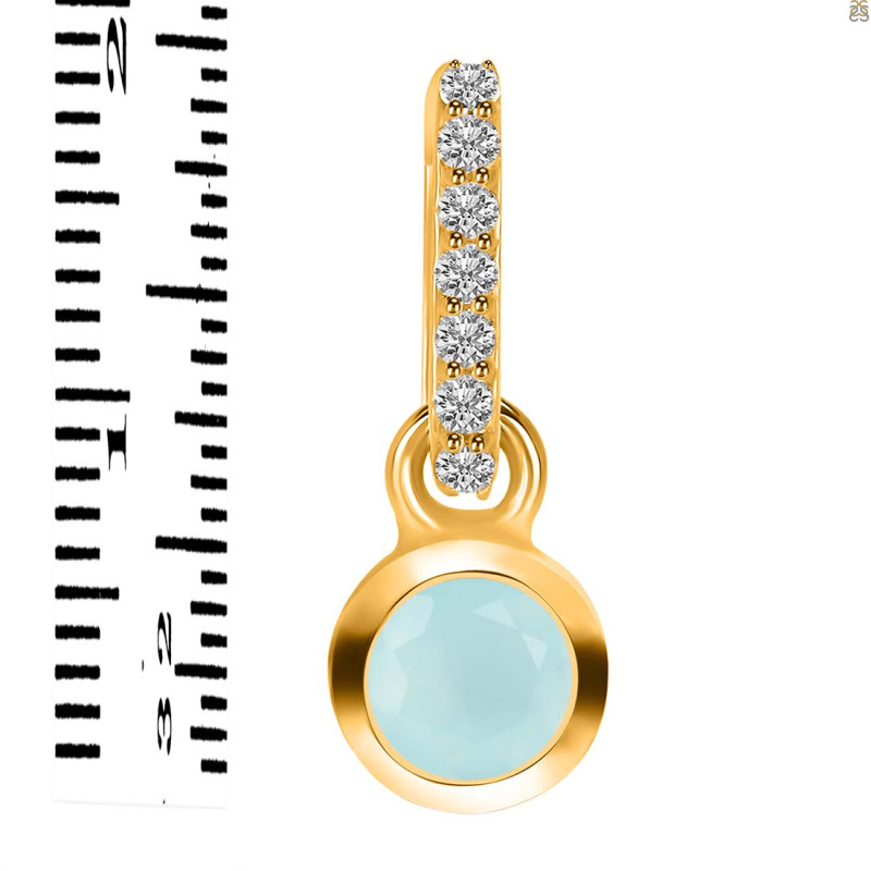 Blue Chalcedony & White Topaz Pendant BLX-RDP-957-CZ-LOOP.