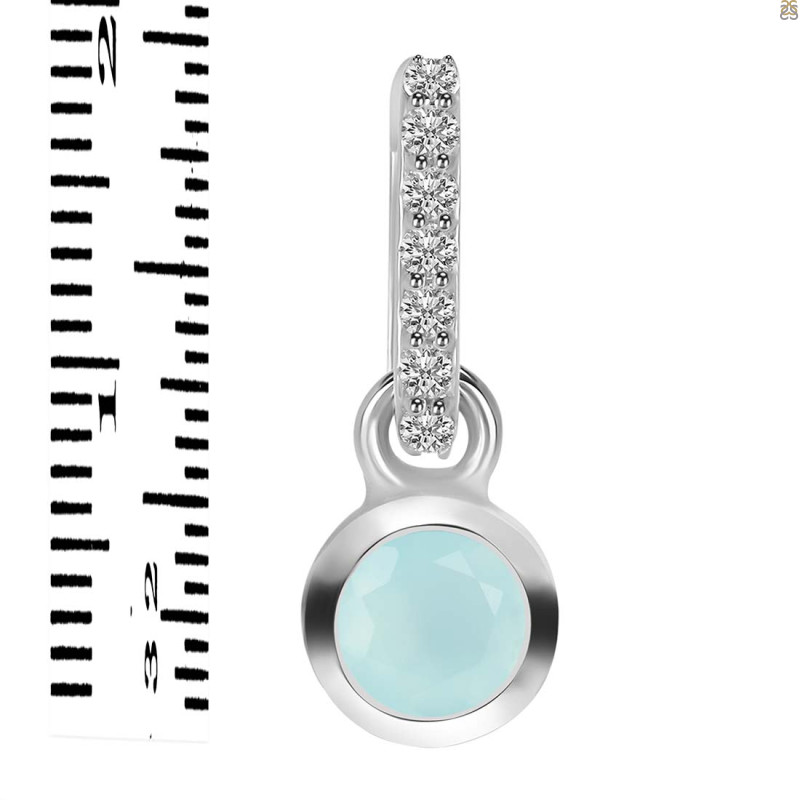 Blue Chalcedony & White Topaz Pendant BLX-RDP-957-CZ-LOOP.