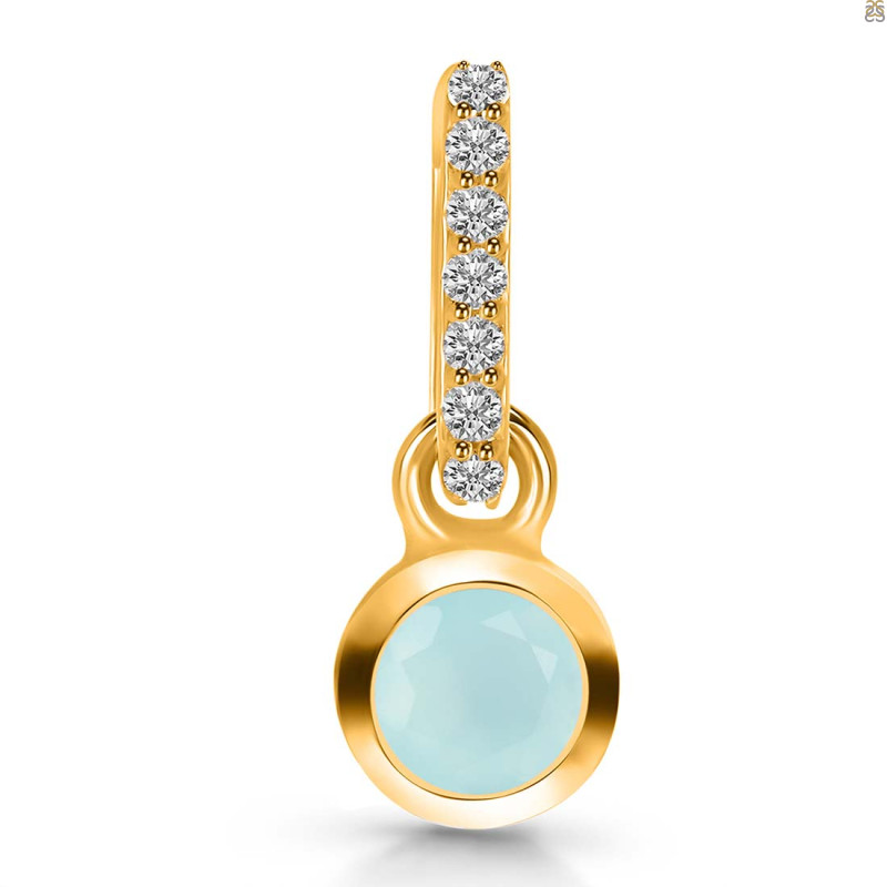 Blue Chalcedony & White Topaz Pendant BLX-RDP-957-CZ-LOOP.