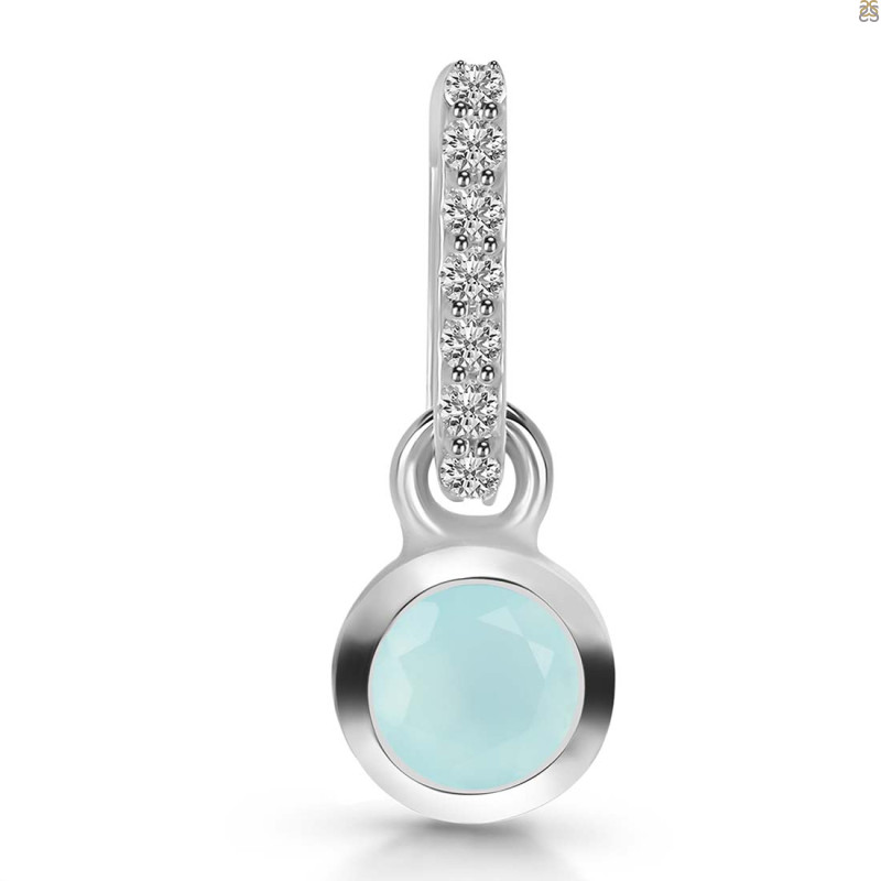 Blue Chalcedony & White Topaz Pendant BLX-RDP-957-CZ-LOOP.