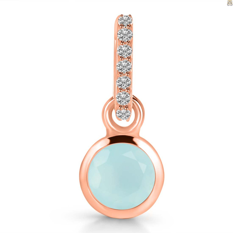 Blue Chalcedony & White Topaz Pendant BLX-RDP-958-CZ-LOOP.