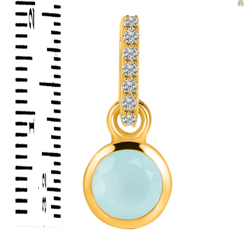 Blue Chalcedony & White Topaz Pendant BLX-RDP-958-CZ-LOOP.