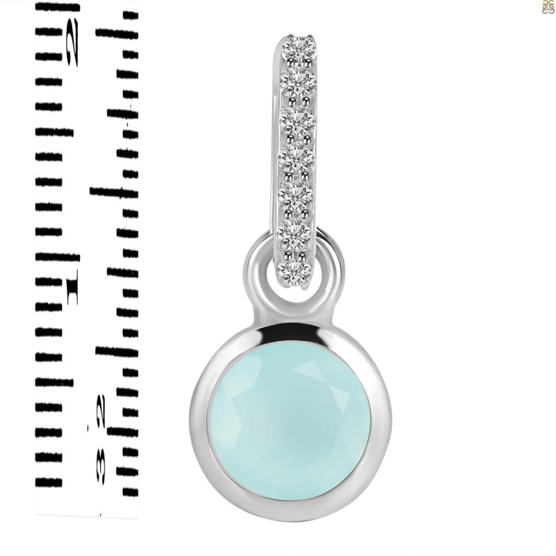 Blue Chalcedony & White Topaz Pendant BLX-RDP-958-CZ-LOOP.