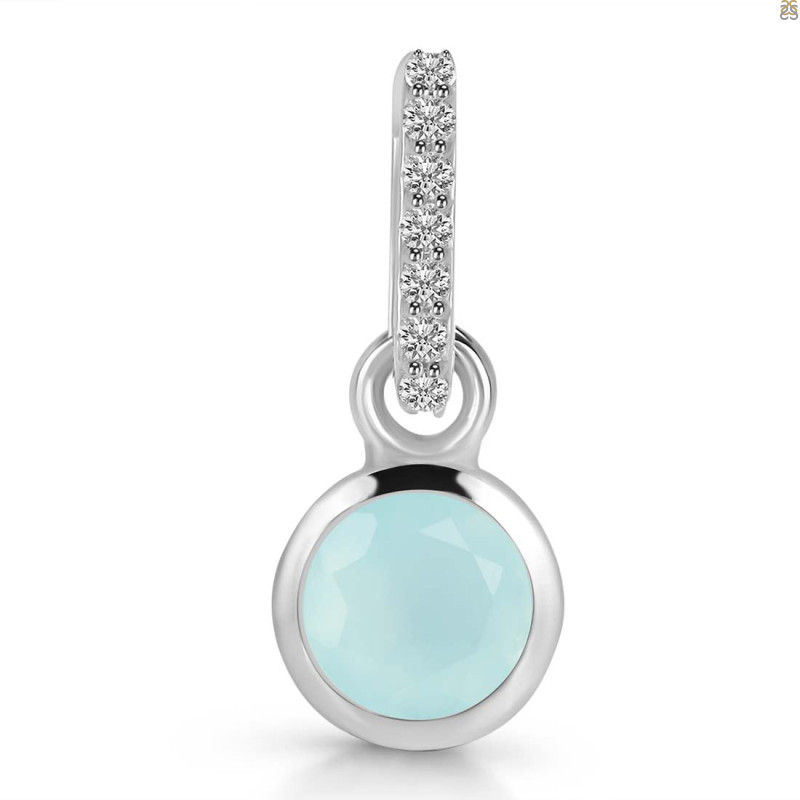 Blue Chalcedony & White Topaz Pendant BLX-RDP-958-CZ-LOOP.