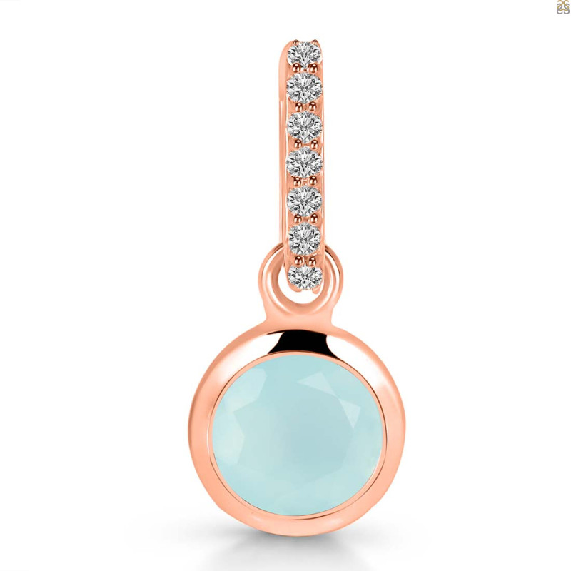 Blue Chalcedony & White Topaz Pendant BLX-RDP-959-CZ-LOOP.