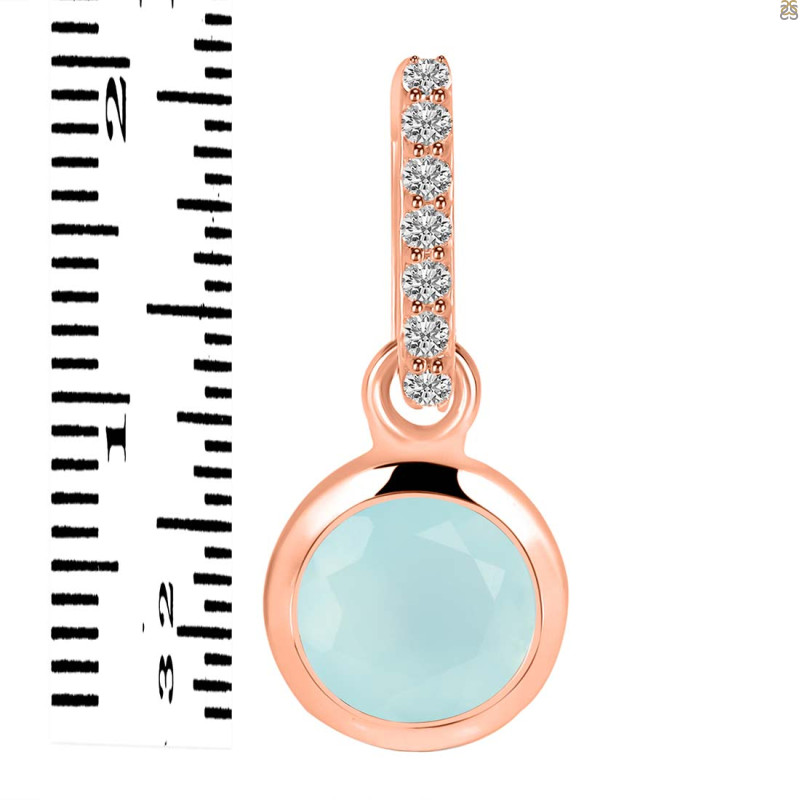 Blue Chalcedony & White Topaz Pendant BLX-RDP-959-CZ-LOOP.