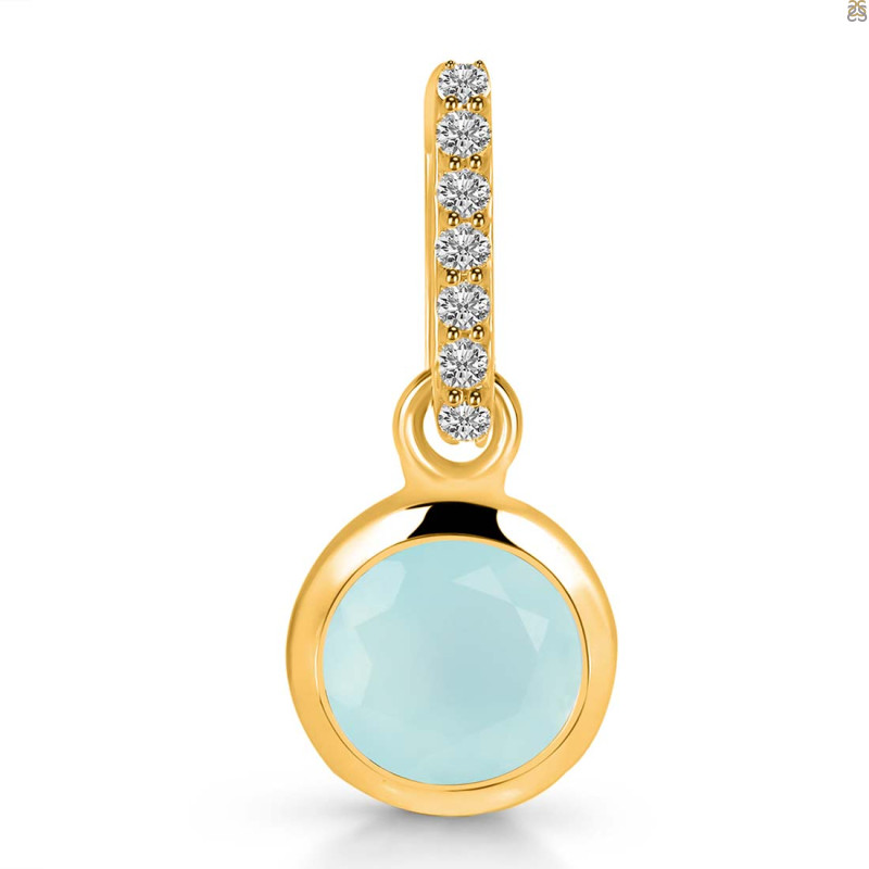 Blue Chalcedony & White Topaz Pendant BLX-RDP-959-CZ-LOOP.
