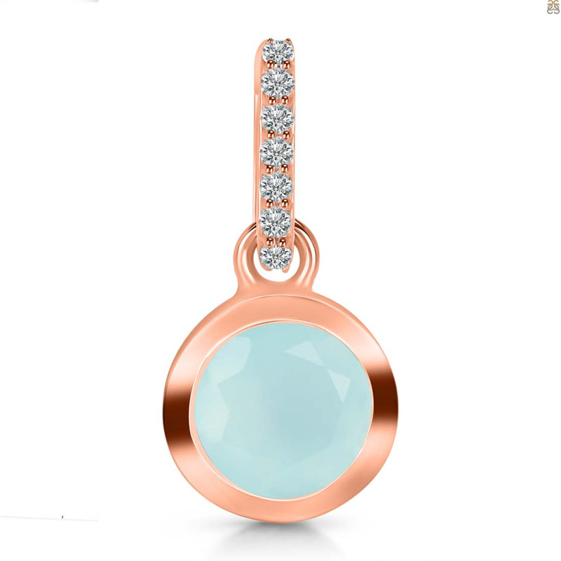 Blue Chalcedony & White Topaz Pendant BLX-RDP-992-CZ-LOOP.