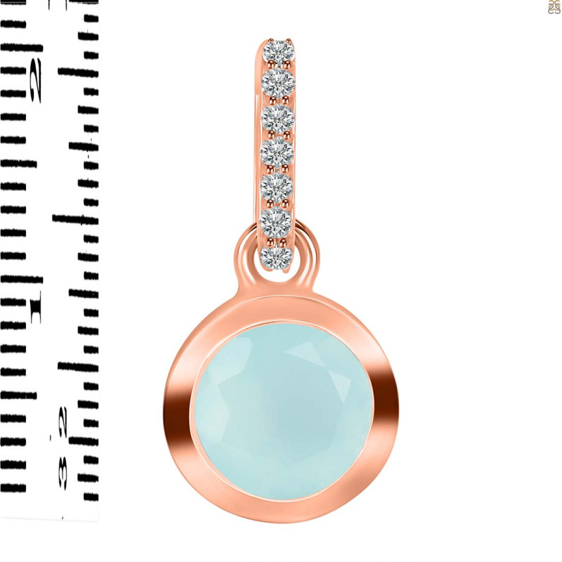 Blue Chalcedony & White Topaz Pendant BLX-RDP-992-CZ-LOOP.