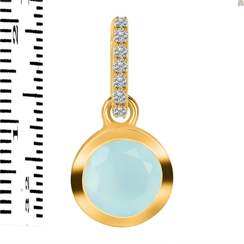 Blue Chalcedony & White Topaz Pendant BLX-RDP-992-CZ-LOOP.