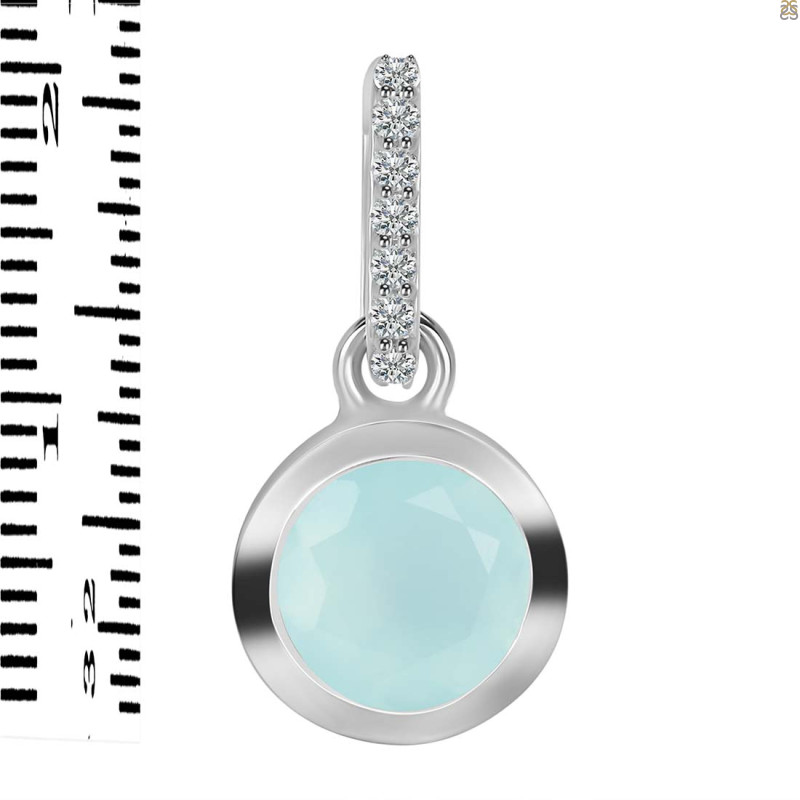 Blue Chalcedony & White Topaz Pendant BLX-RDP-992-CZ-LOOP.