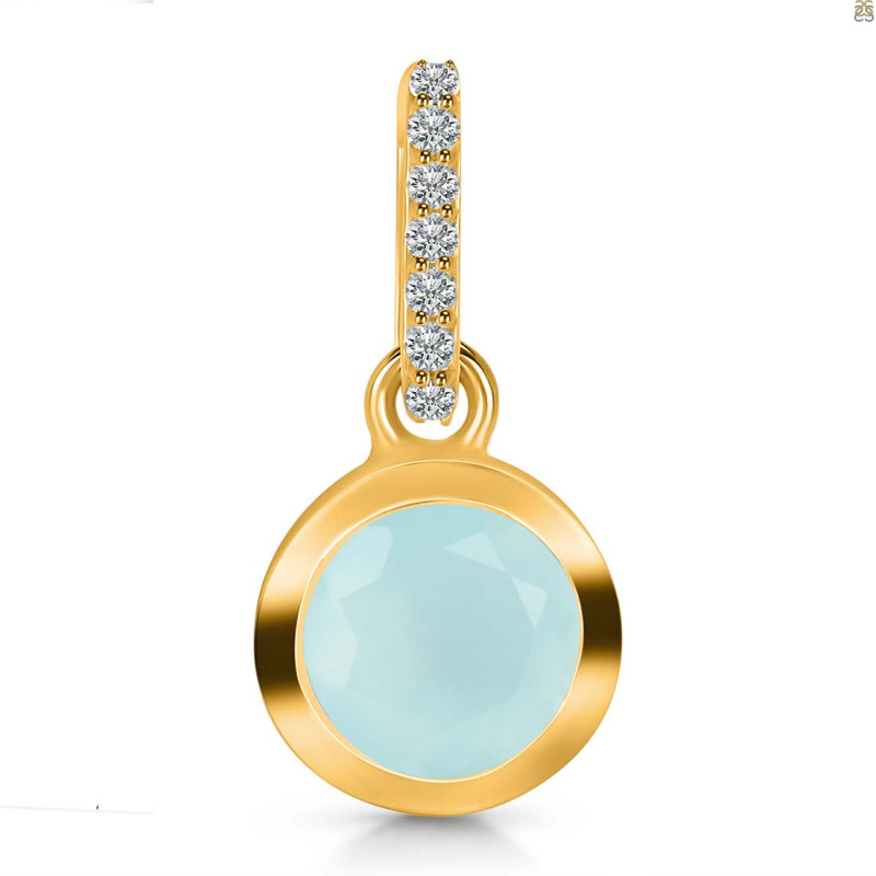 Blue Chalcedony & White Topaz Pendant BLX-RDP-992-CZ-LOOP.