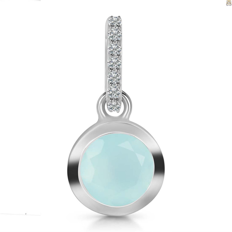 Blue Chalcedony & White Topaz Pendant BLX-RDP-992-CZ-LOOP.