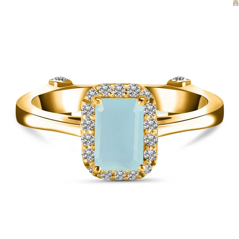 Blue Chalcedony & White Topaz Ring BLX-RDR-1787.