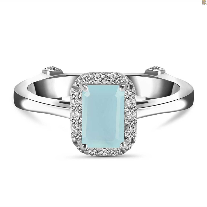 Blue Chalcedony & White Topaz Ring BLX-RDR-1787.