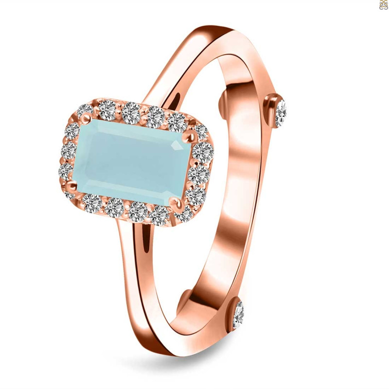 Blue Chalcedony & White Topaz Ring BLX-RDR-1787.