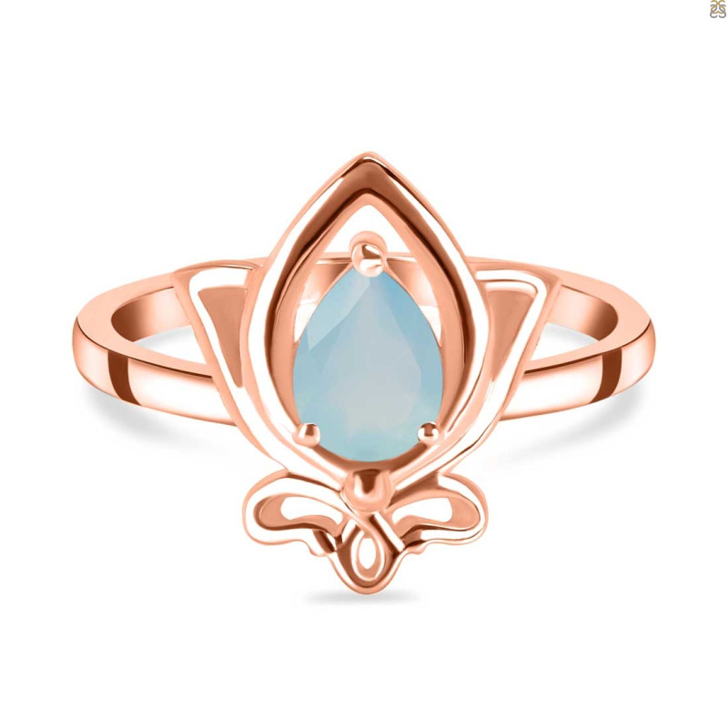 Blue Chalcedony Lotus Ring BLX-RDR-2157.