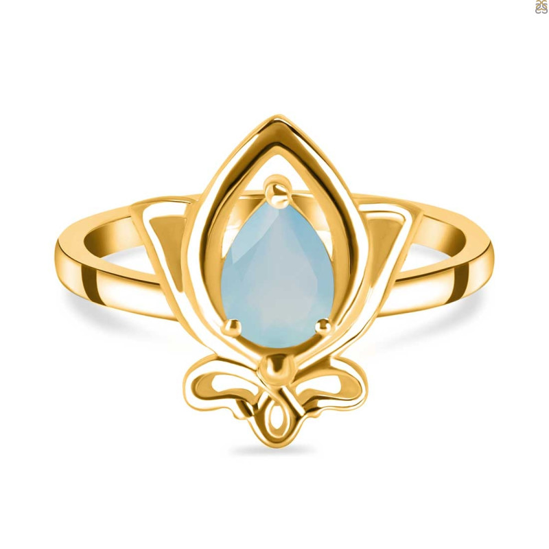 Blue Chalcedony Lotus Ring BLX-RDR-2157.