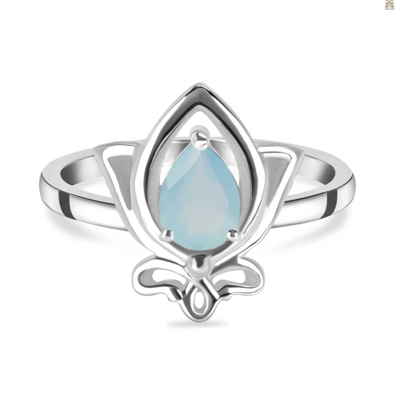 Blue Chalcedony Lotus Ring BLX-RDR-2157.