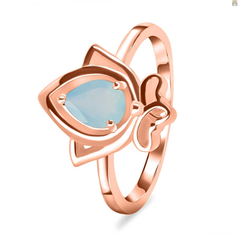 Blue Chalcedony Lotus Ring BLX-RDR-2157.