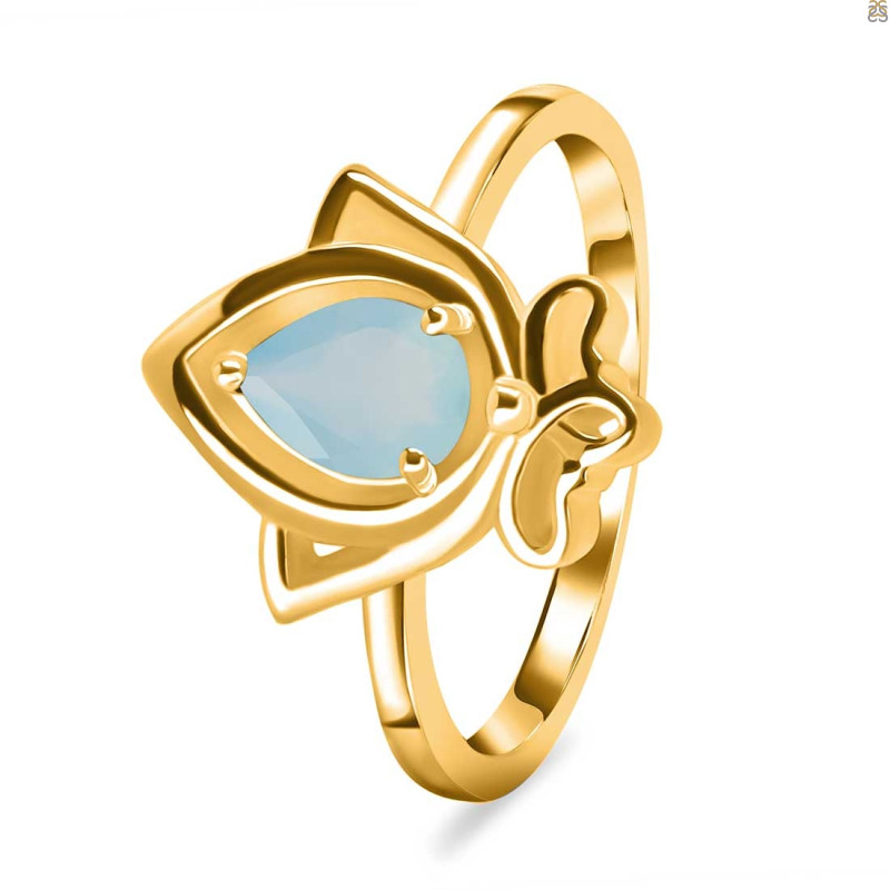 Blue Chalcedony Lotus Ring BLX-RDR-2157.