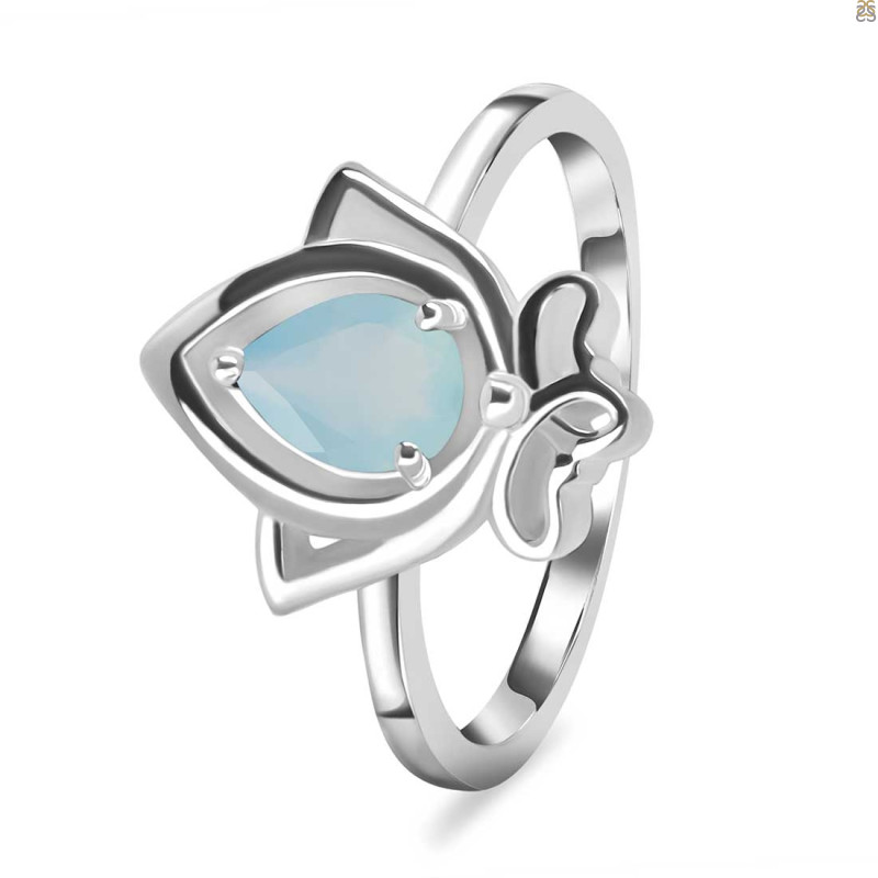 Blue Chalcedony Lotus Ring BLX-RDR-2157.
