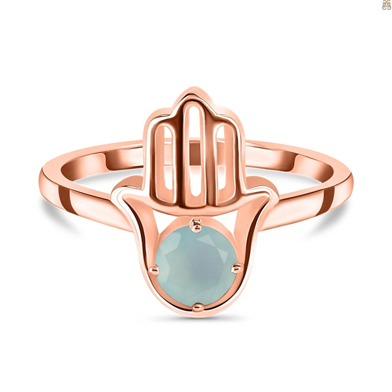 Blue Chalcedony Hamsa Hand Ring BLX-RDR-2163.