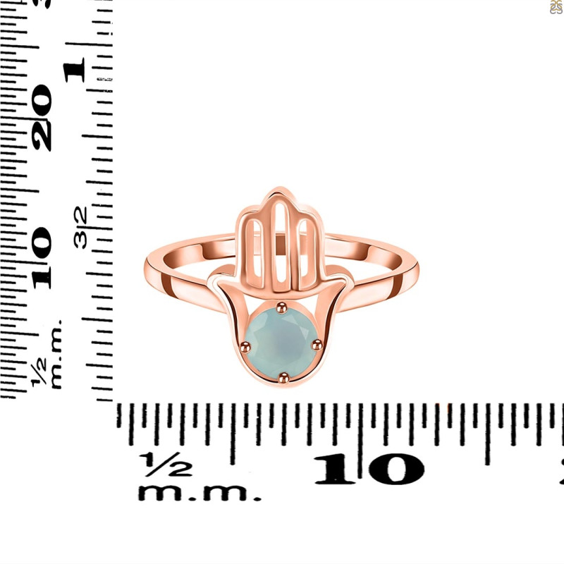 Blue Chalcedony Hamsa Hand Ring BLX-RDR-2163.