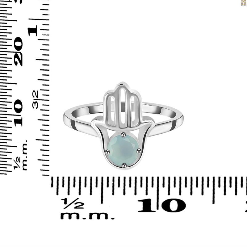 Blue Chalcedony Hamsa Hand Ring BLX-RDR-2163.