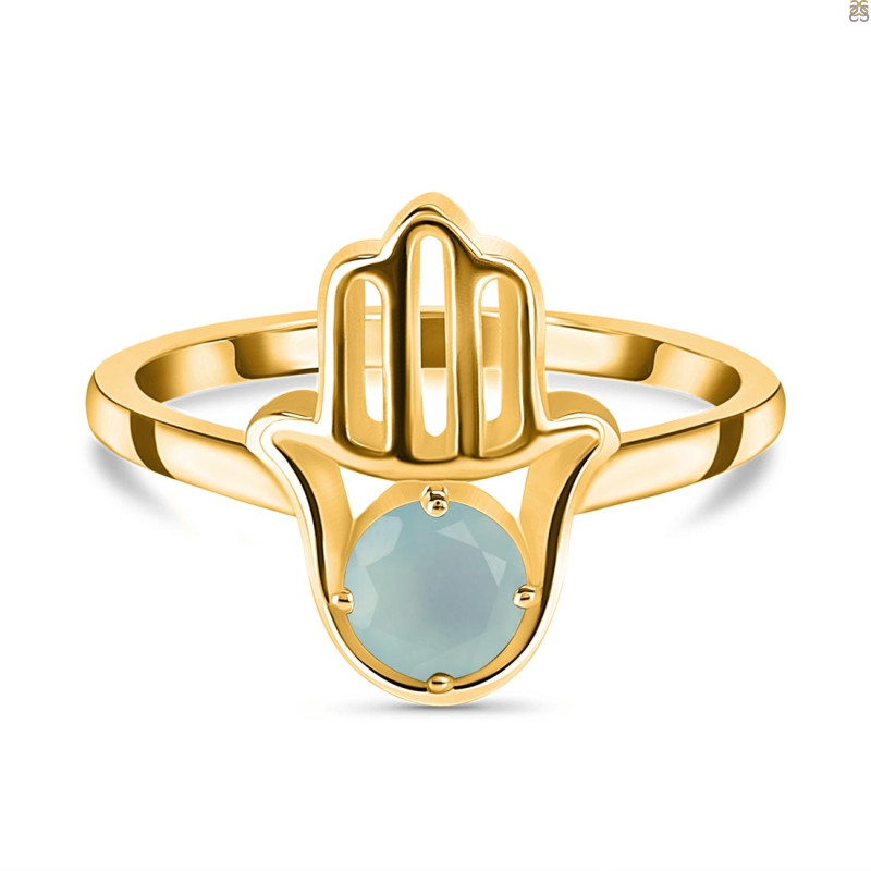 Blue Chalcedony Hamsa Hand Ring BLX-RDR-2163.