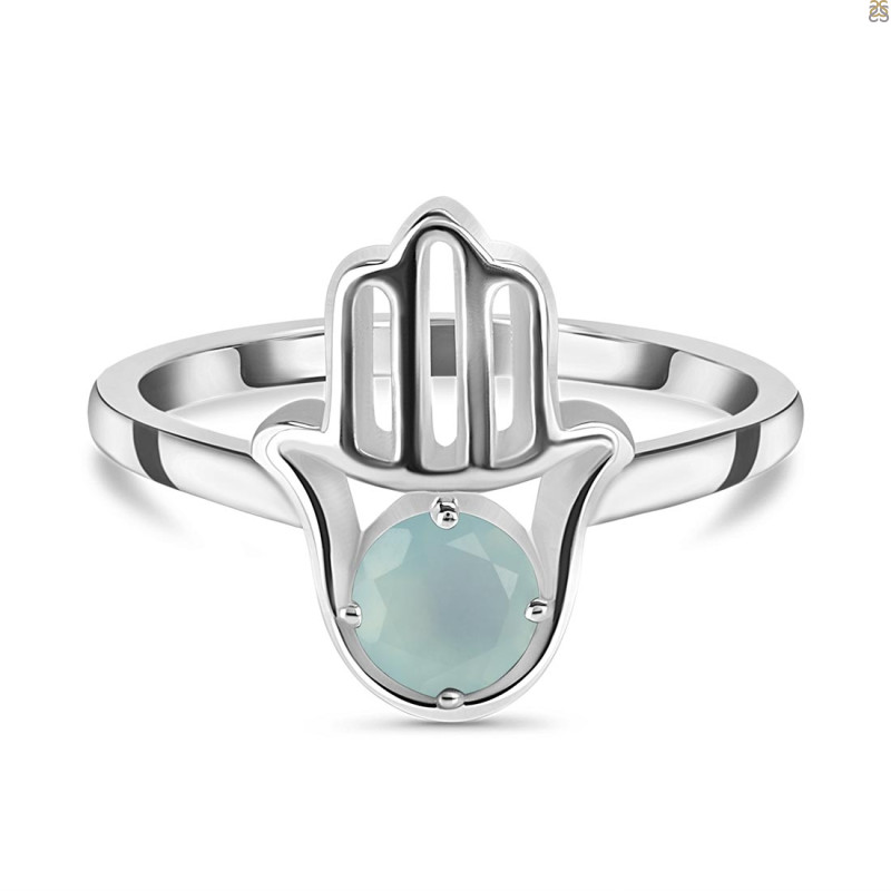 Blue Chalcedony Hamsa Hand Ring BLX-RDR-2163.