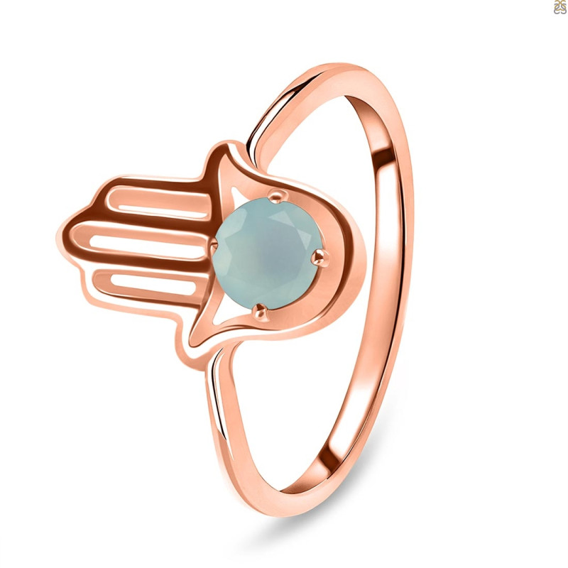 Blue Chalcedony Hamsa Hand Ring BLX-RDR-2163.
