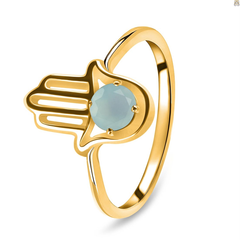Blue Chalcedony Hamsa Hand Ring BLX-RDR-2163.