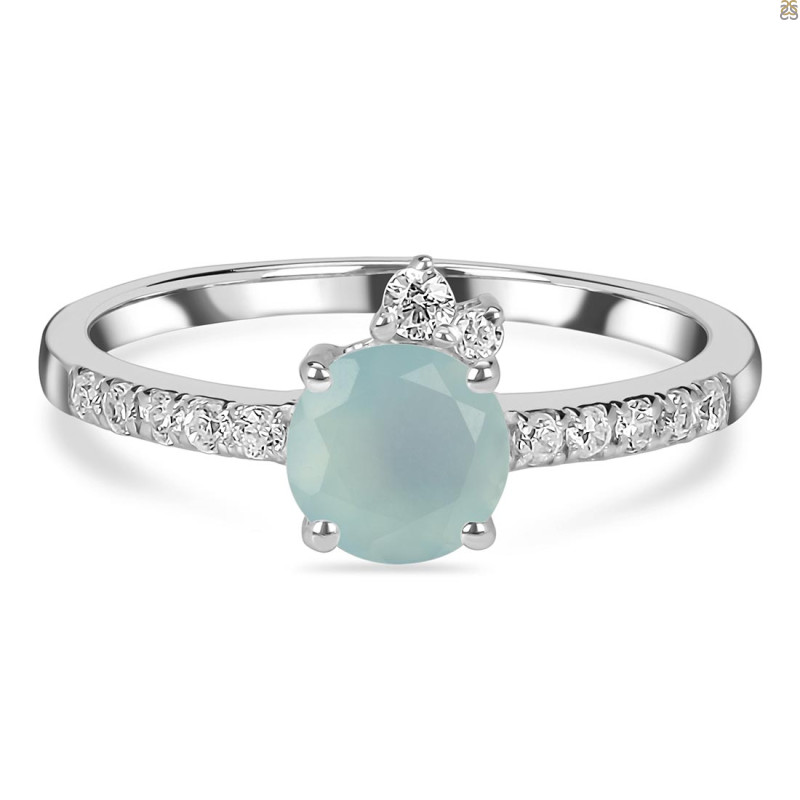 Blue Chalcedony & White Topaz Ring BLX-RDR-2303.